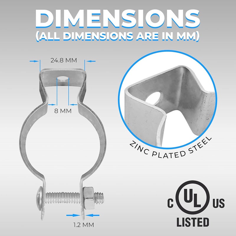 OHLECTRIC OL-89399 Zinc Plated Steel 2" EMT Conduit Hanger with Bolt- Ideal for Rigid and EMT Conduit Mounting to Surfaces, Insulated Supports or Threaded Rods- Pack of 10 - Image 3